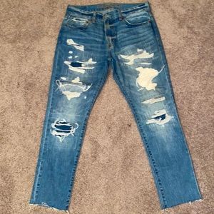 American Eagle Patch Work Distress Jeans